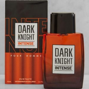 Bottle and box of Dark Knight Intense perfume.